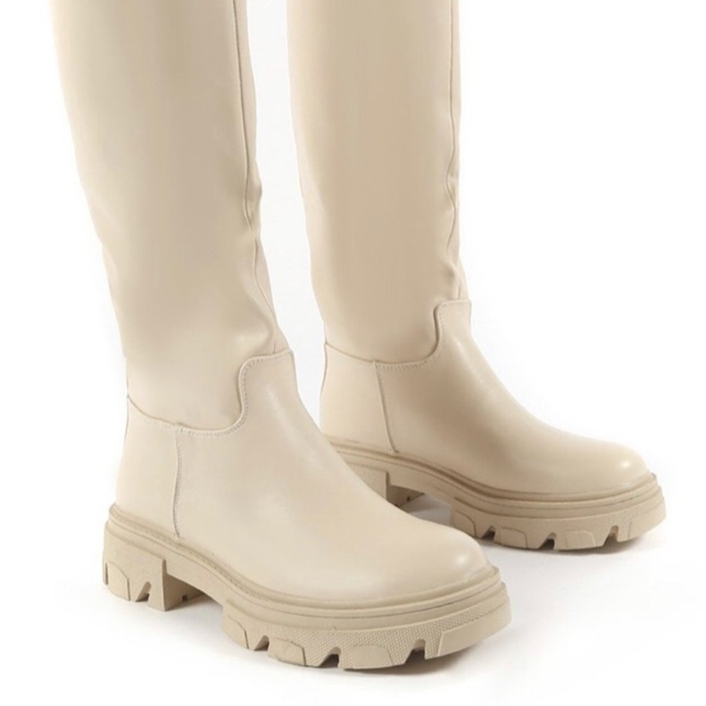 Public Desire Sabrina Beige Boots size 7 NWT